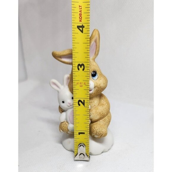 Porcelain Bunny with Teddy โ Easter Shelf Sitter Collectible Figurine - Picture 8 of 8